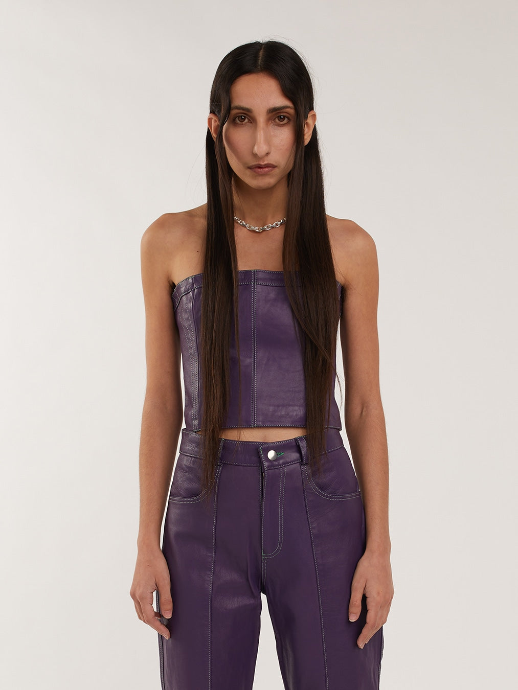 JAYLEY Purple Eco Leather Trousers